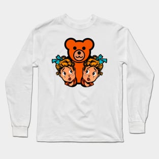 twins with teddy bear Long Sleeve T-Shirt